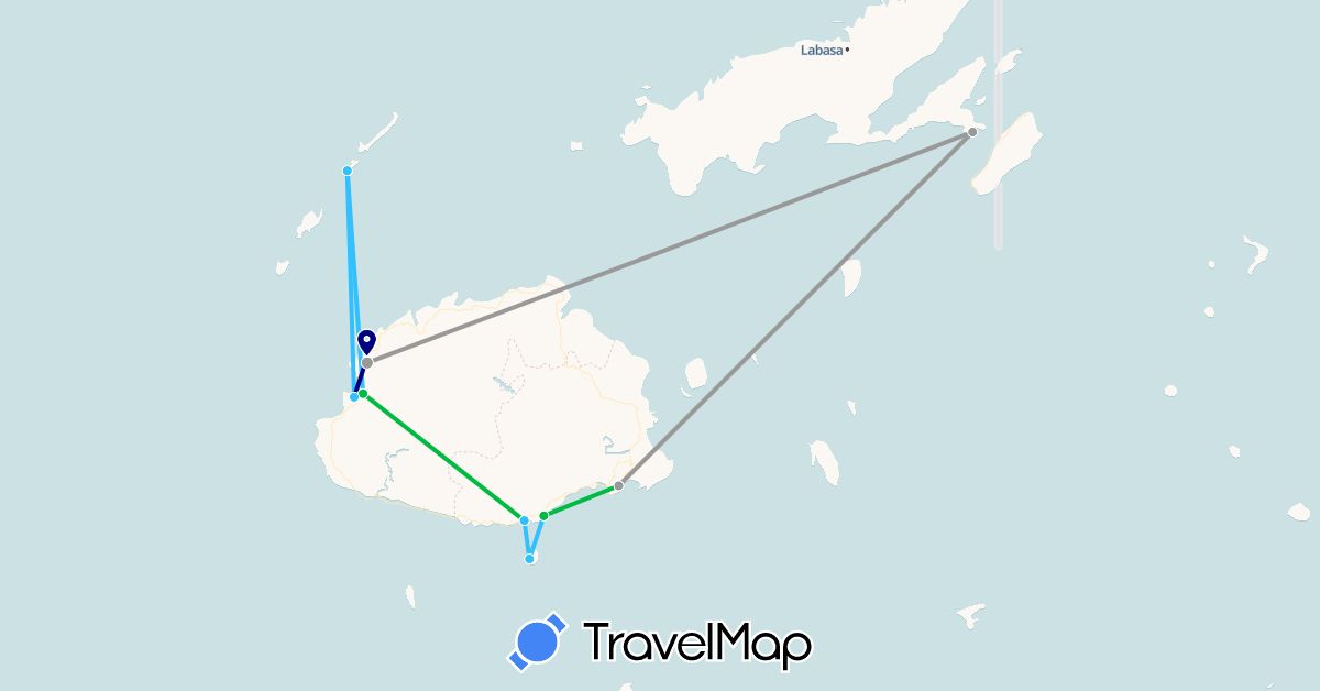 TravelMap itinerary: driving, bus, plane, boat in Fiji (Oceania)